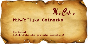 Mihályka Csinszka névjegykártya